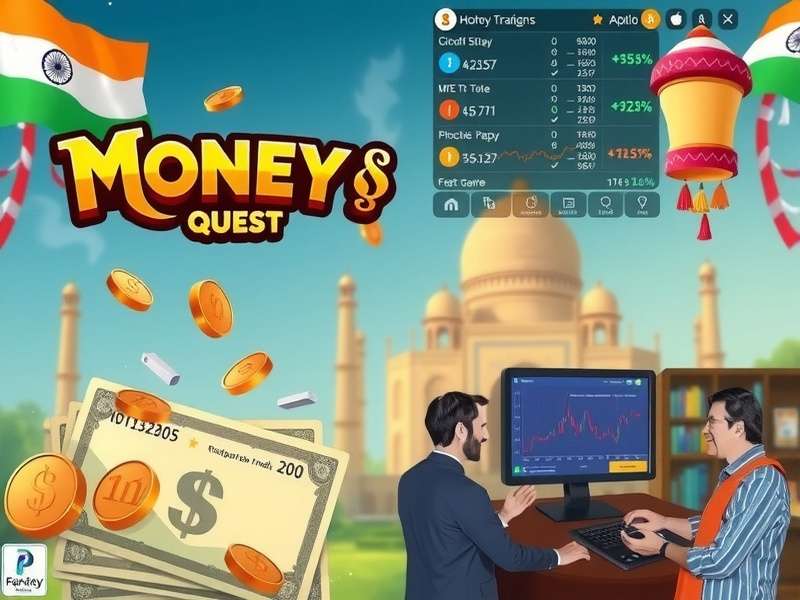 Money Quest India game cover showing Indian currency and gameplay elements